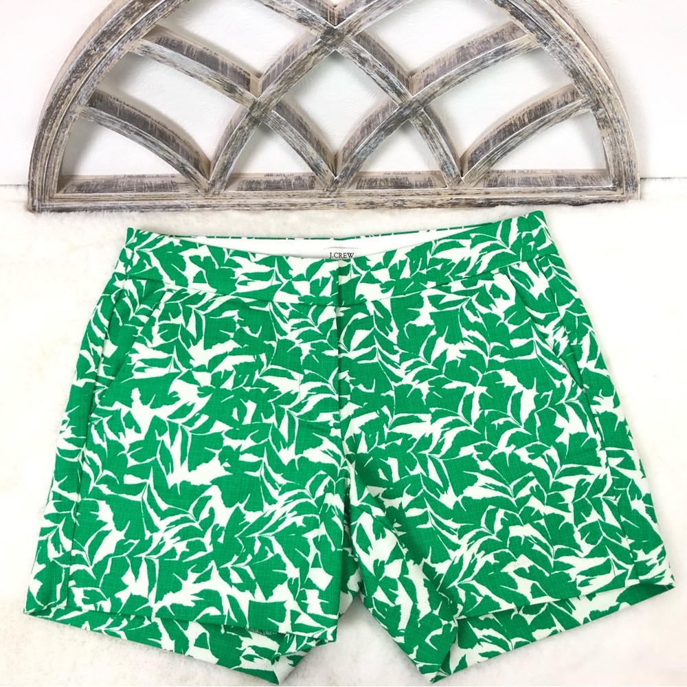 J. Crew Cotton shorts green and white Preppy, summer, classic size 4  Floral - Picture 2 of 16